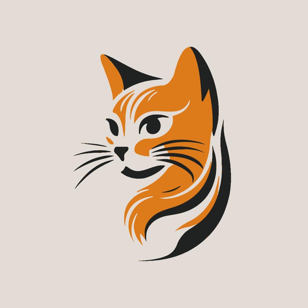 Cat Head Kitten Symbol - Gaming Cat Logo Elegant Element for Brand - Abstract Icon Symbols vector