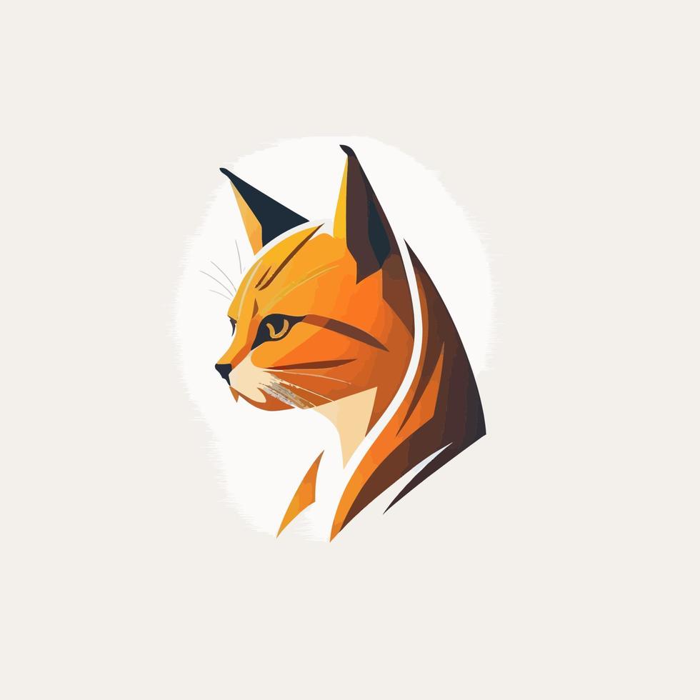 Cat Head Kitten Symbol - Gaming Cat Logo Elegant Element for Brand - Abstract Icon Symbols vector