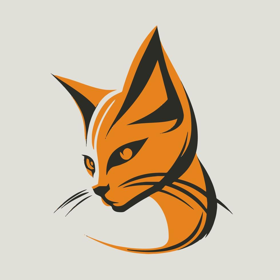 Cat Head Kitten Symbol - Gaming Cat Logo Elegant Element for Brand - Abstract Icon Symbols vector