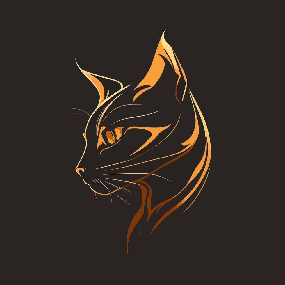 Cat Head Kitten Symbol - Gaming Cat Logo Elegant Element for Brand - Abstract Icon Symbols vector