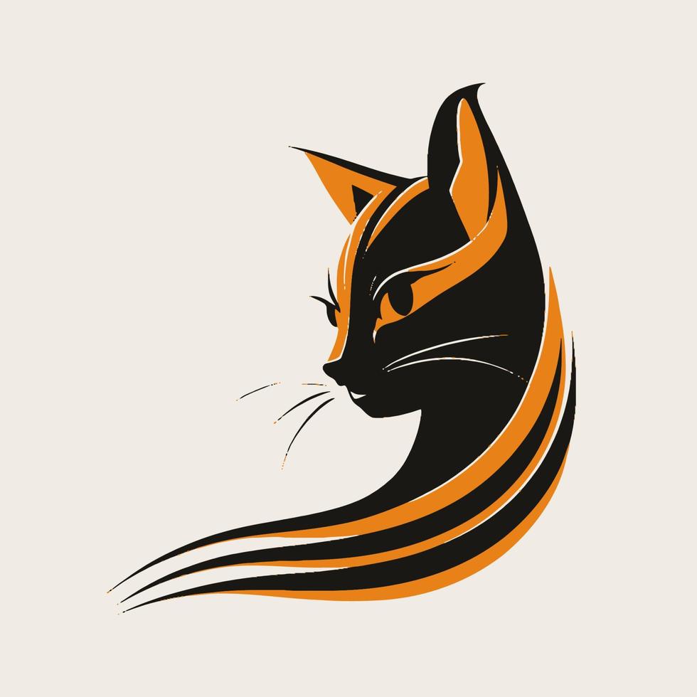 Cat Head Kitten Symbol - Gaming Cat Logo Elegant Element for Brand - Abstract Icon Symbols vector