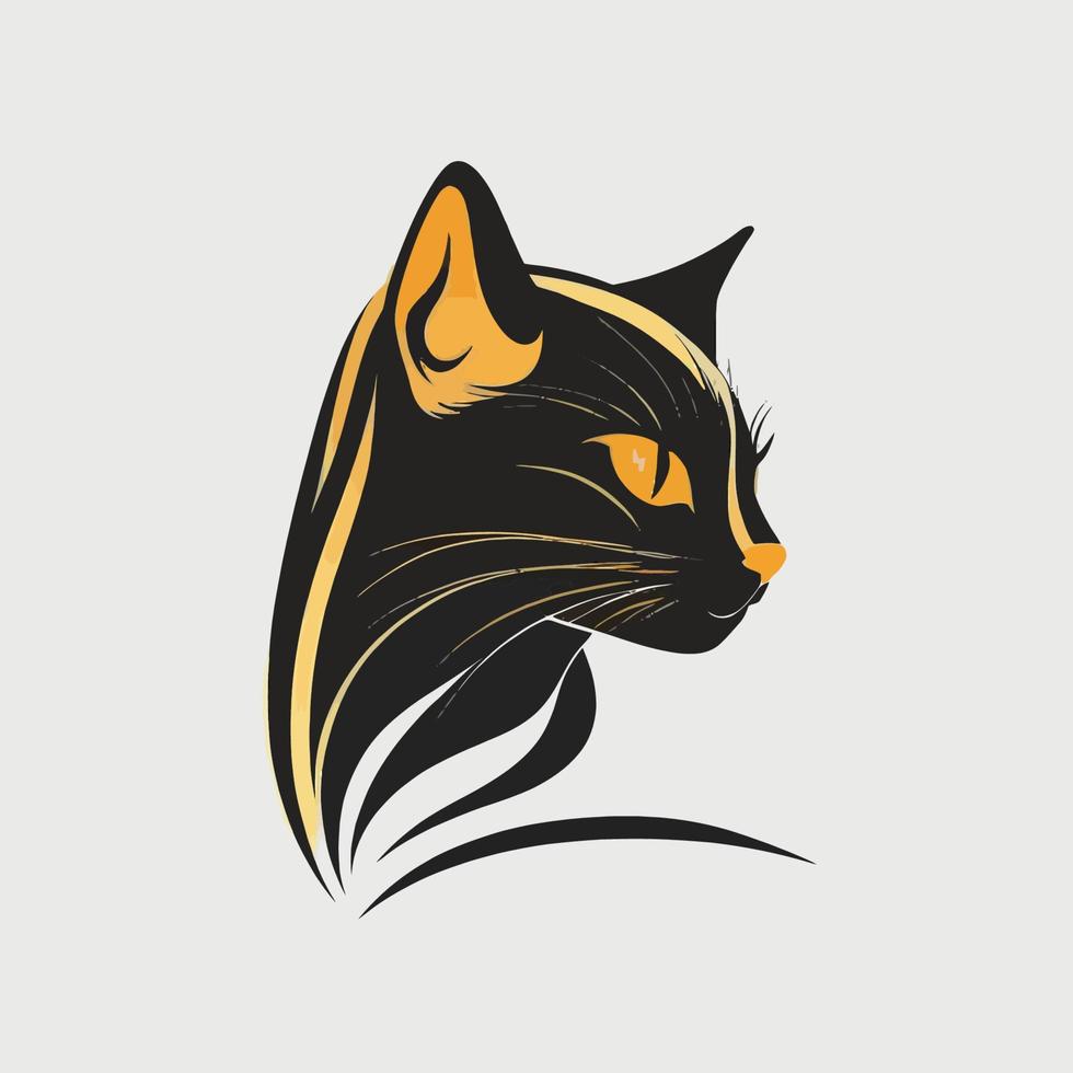Cat Head Kitten Symbol - Gaming Cat Logo Elegant Element for Brand - Abstract Icon Symbols vector