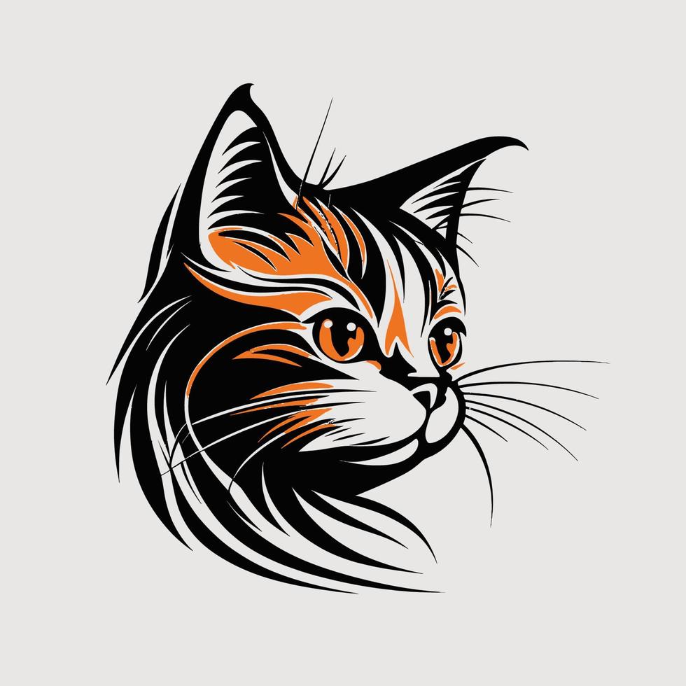 Cat Head Kitten Symbol - Gaming Cat Logo Elegant Element for Brand - Abstract Icon Symbols vector