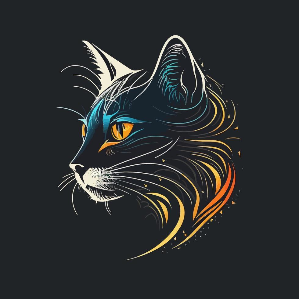 gato cabeza gatito símbolo - juego de azar gato logo elegante elemento para marca - resumen icono símbolos vector