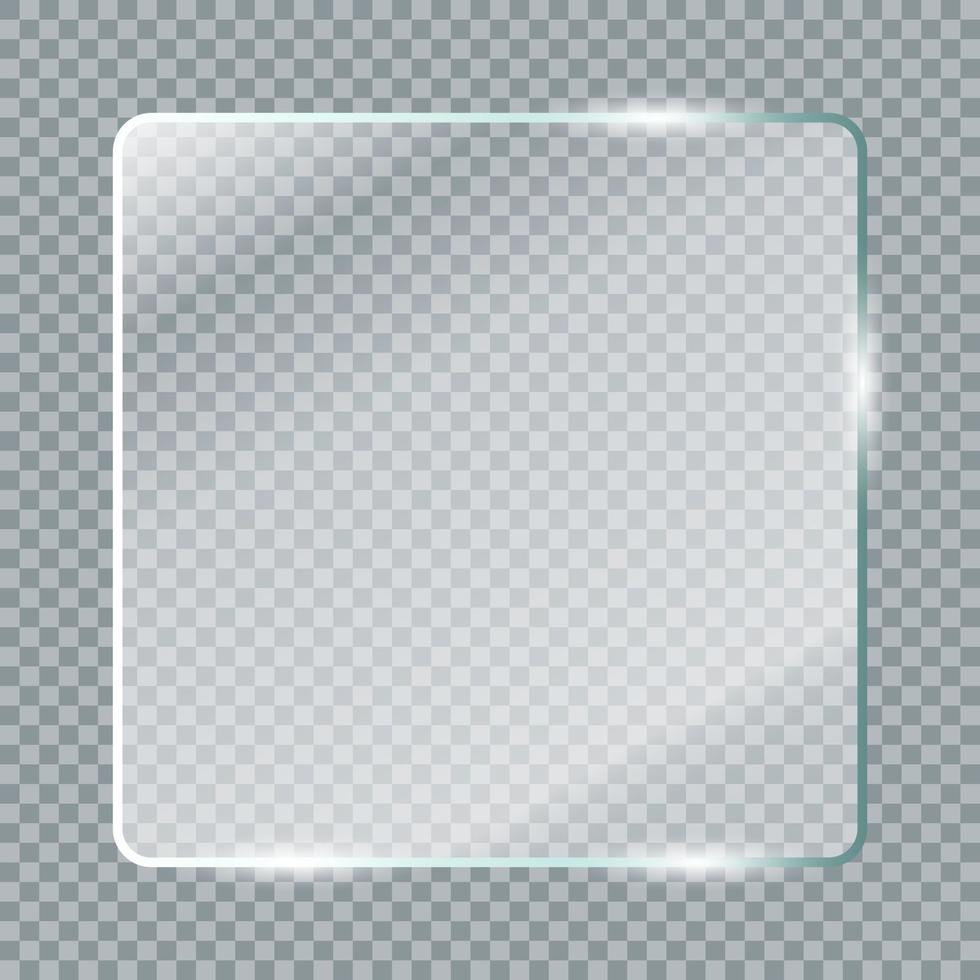 transparente vaso platos. realista transparente vaso ventana en rectángulo marco. vector ilustración
