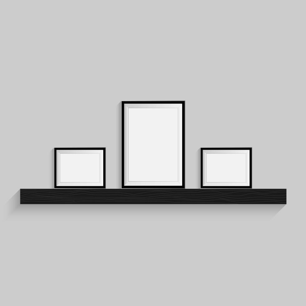 Black blank picture. Frame template poster set. Vector