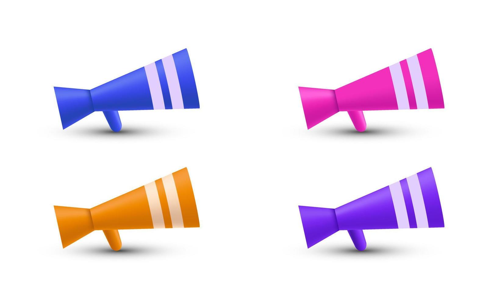 illustration realistic modern set collection loud speaker megaphone symbol icon 3d creative isolated on background vector