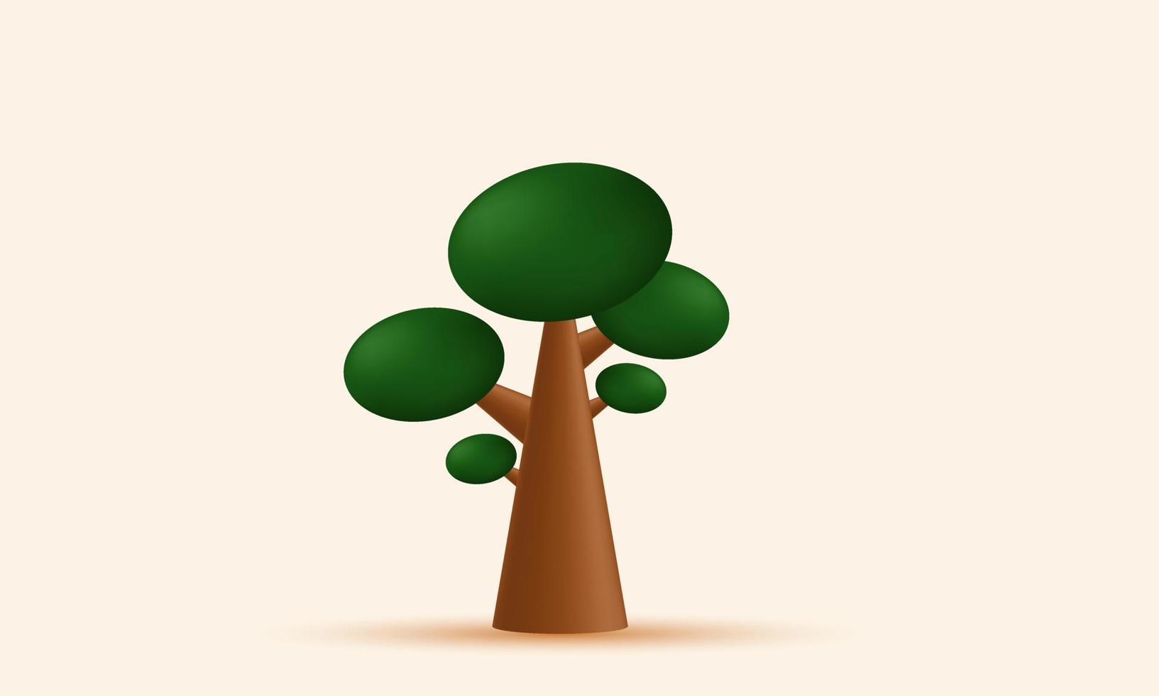 illustration realistic absract tree 3d icon creative isolated on background vector