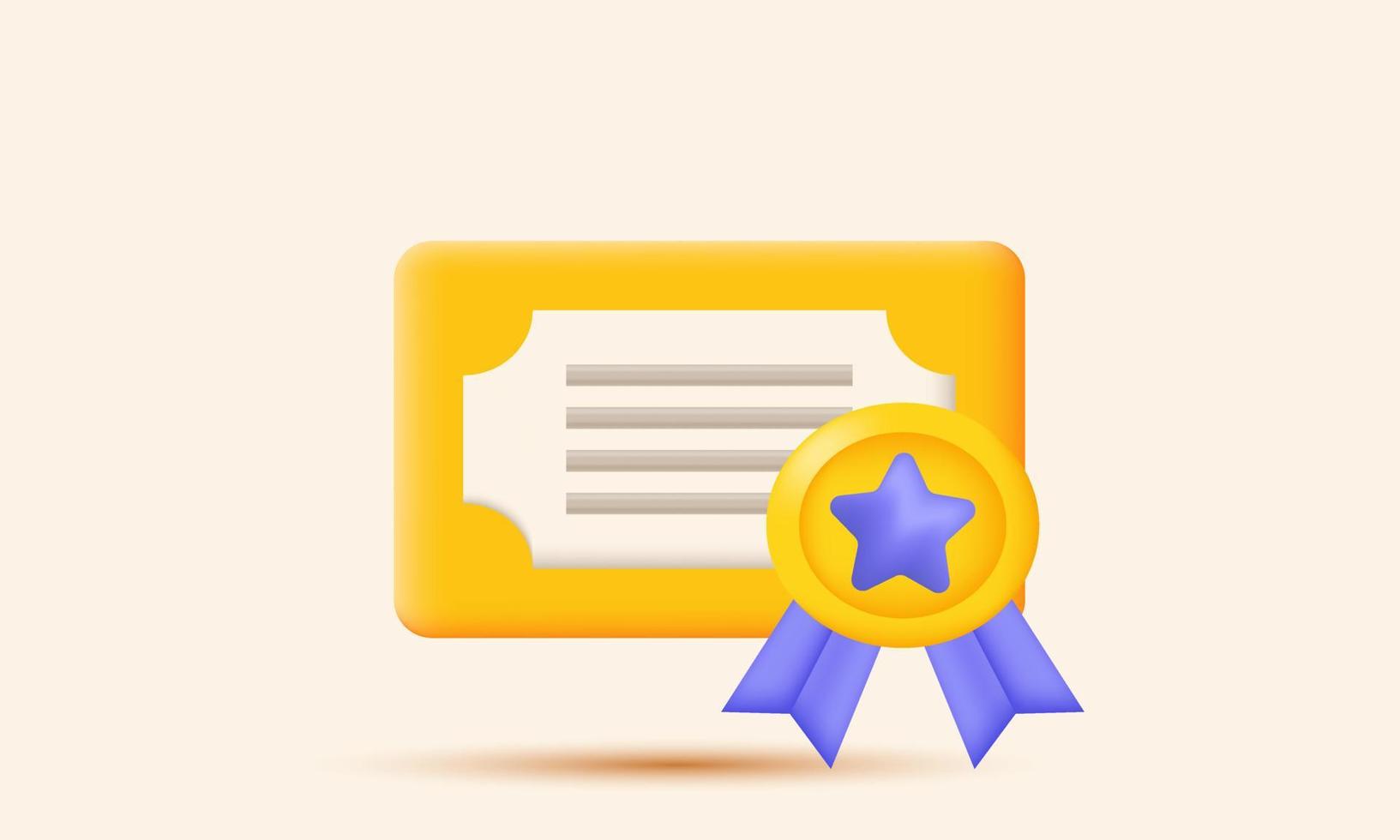 illustration realistic vector certificate icon achievement award grant 3d icon creative isolated on background