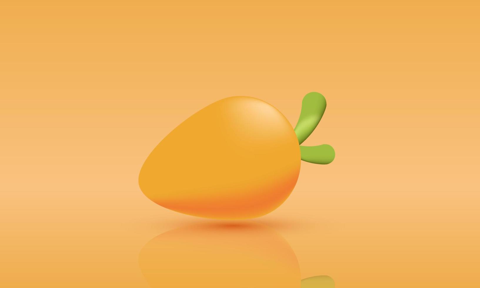 illustration realistic vector yellow manggo icon 3d creative isolated on background