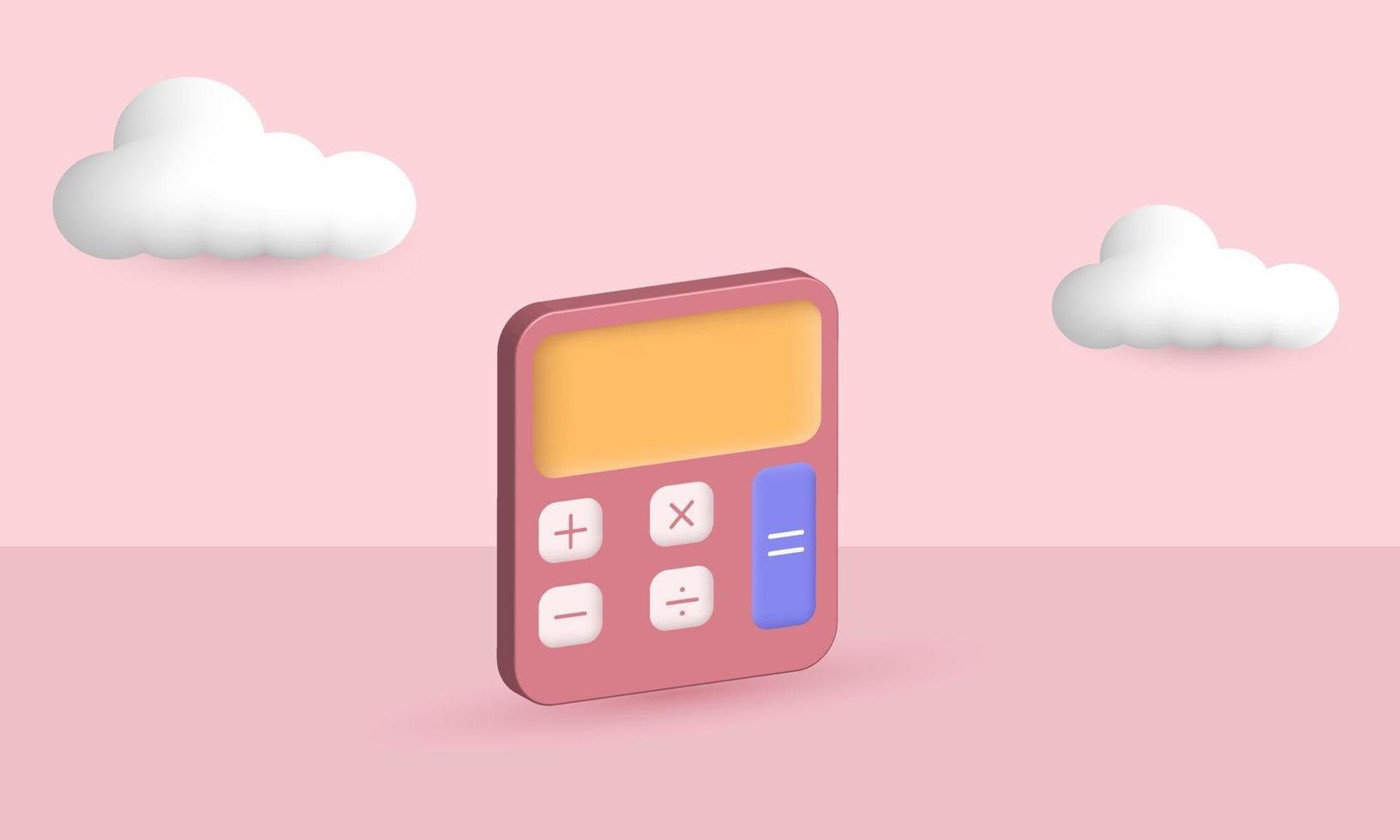 illustration realistic vector icon cute minimal orange calculator 3d creative isolated on background