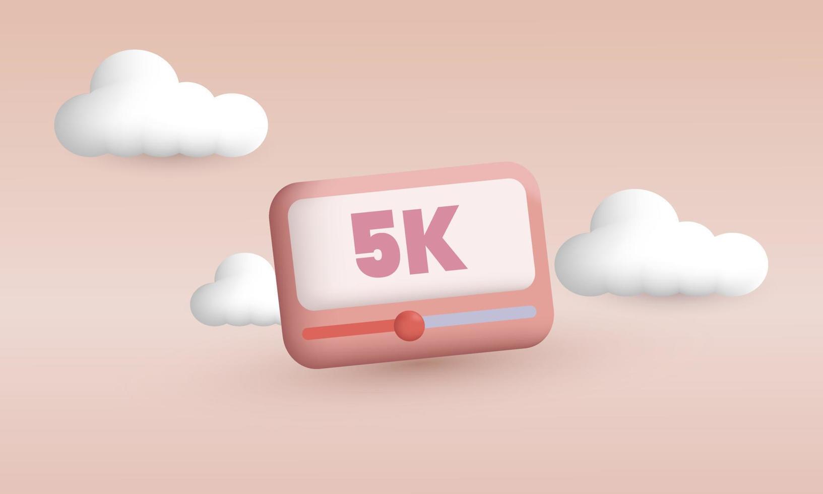 illustration realistic vector icon social media you 5k live streaming 3d creative isolated on background