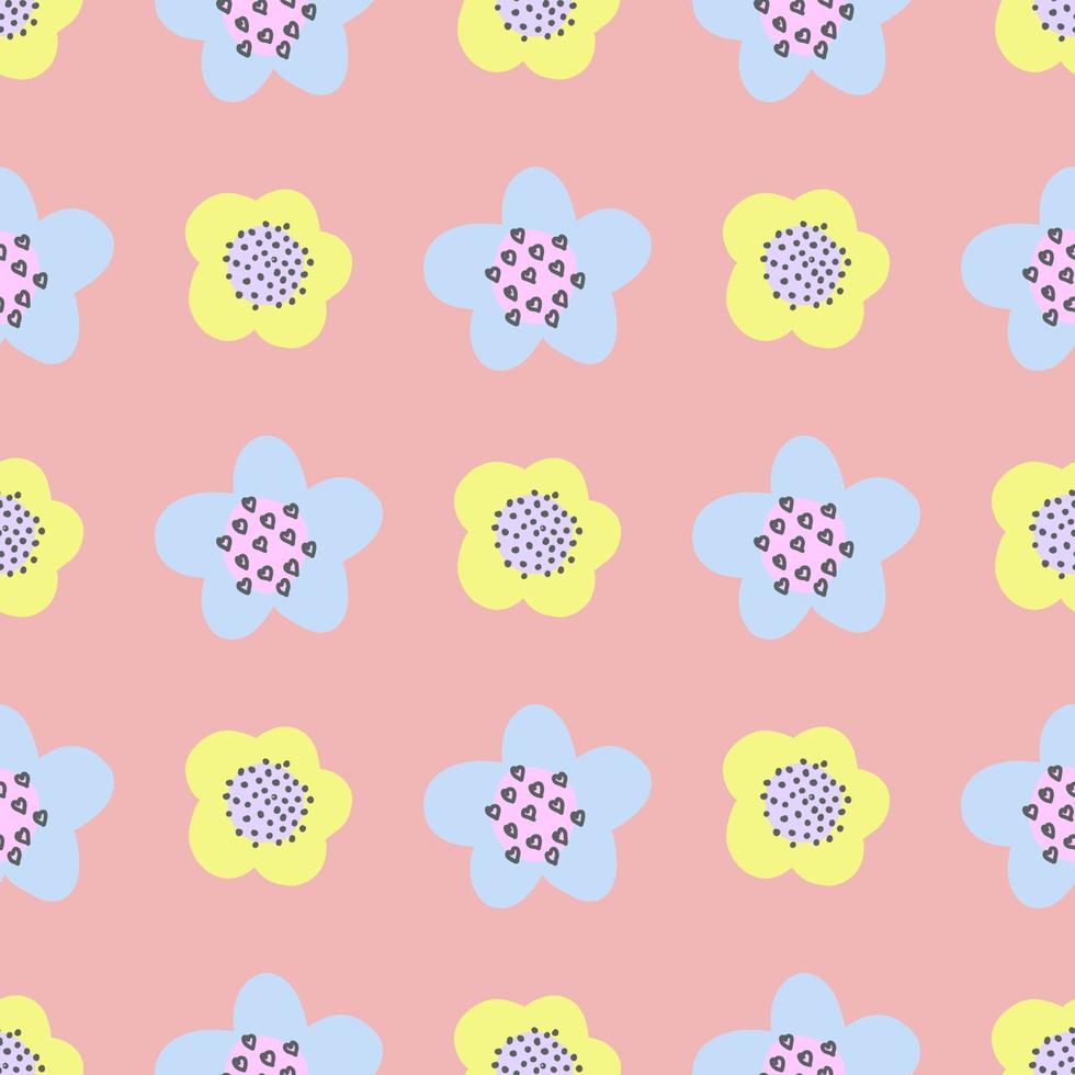 seamless pattern cute childish. seamless pattern with flowers. For fashion fabrics, baby clothes, t-shirts, cards, templates and scrapbooking. neutral color pattern. spring pattern. vector