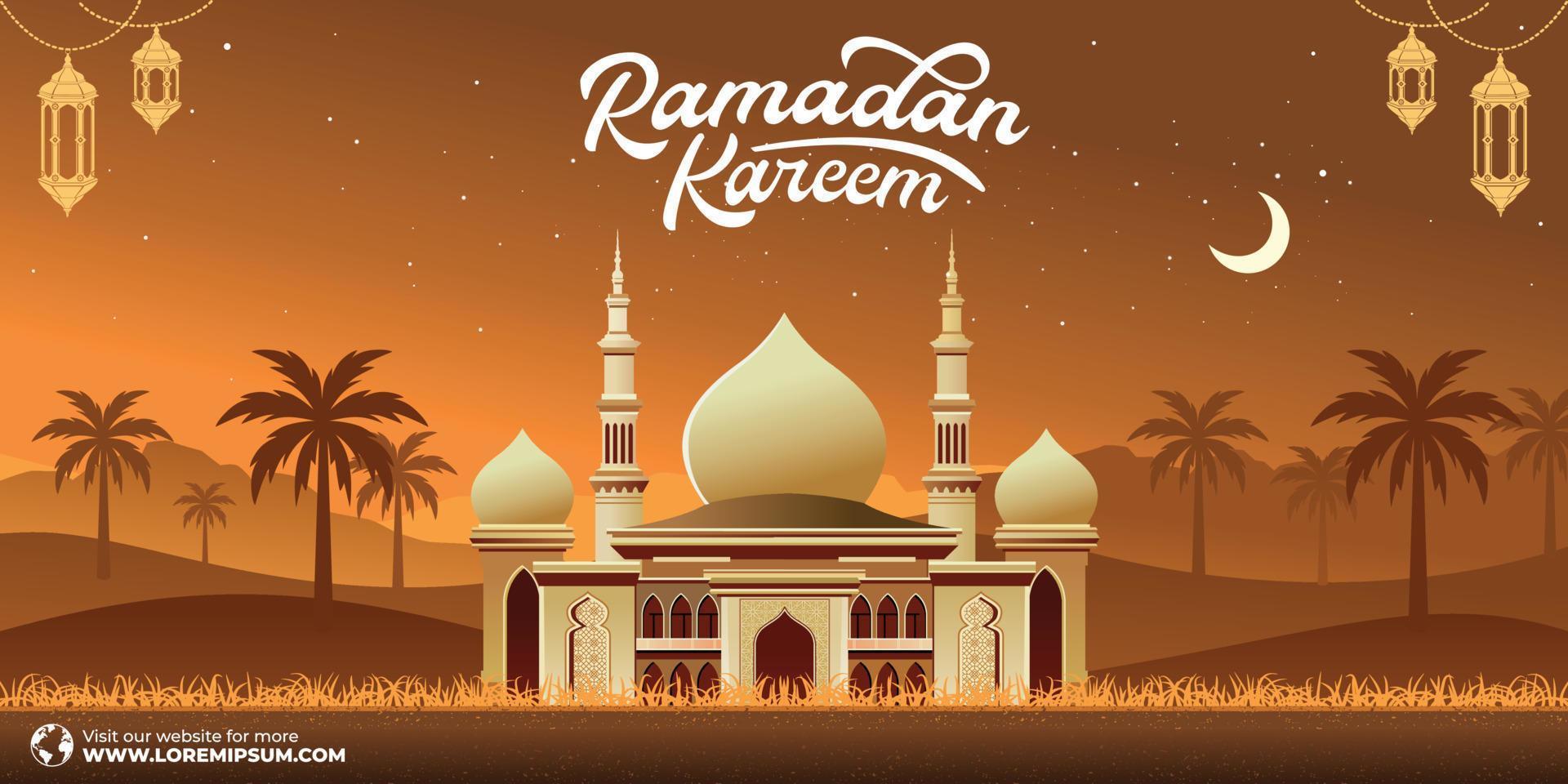 Ramadan Kareem Islamic Background vector. Happy Islamic New Hijri Year. Graphic design for the decoration of gift certificates, banners and flyer. vector