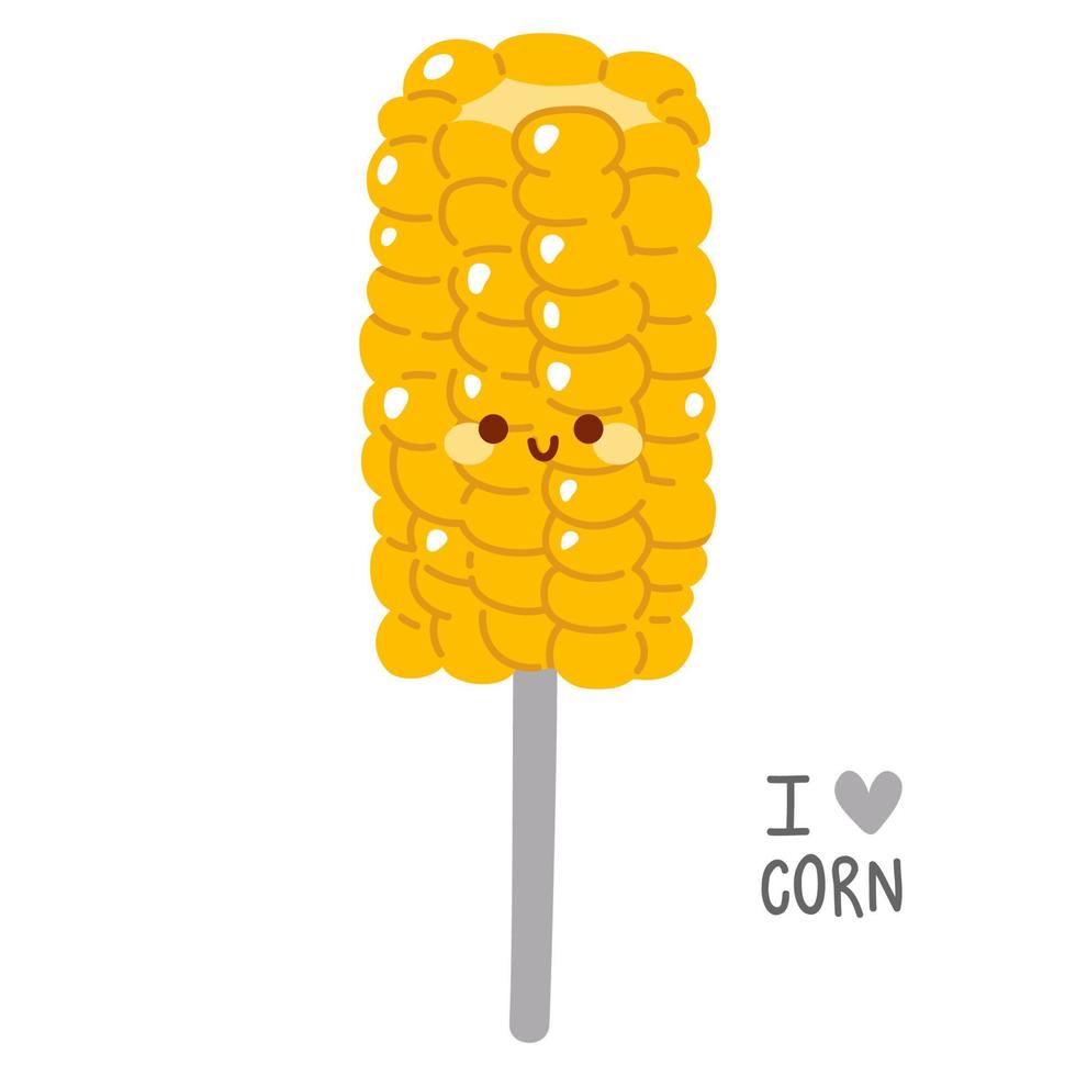 doodle asian food fried corn on skewers vector
