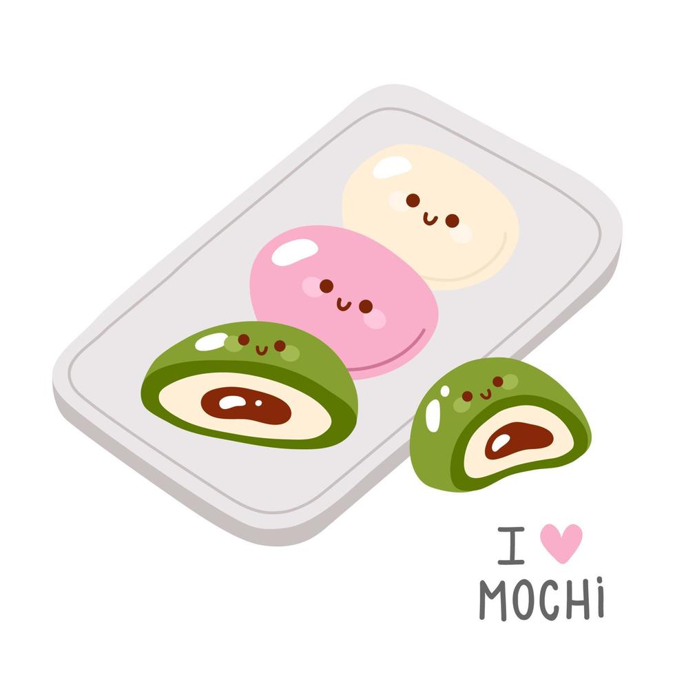 doodle asian food mochi vector