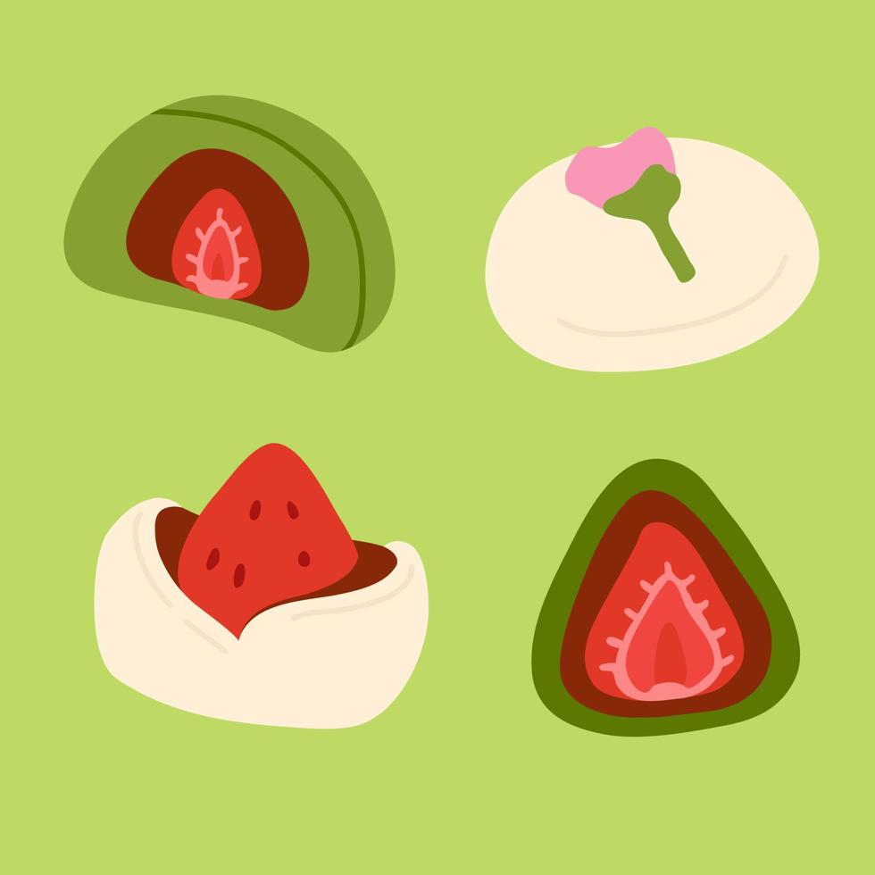doodle asian food okasi,daifuku vector