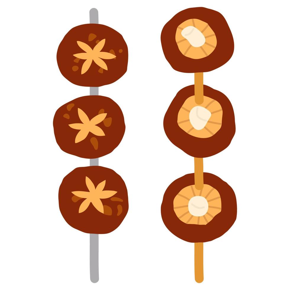 doodle asian food shiitake mushroom vector