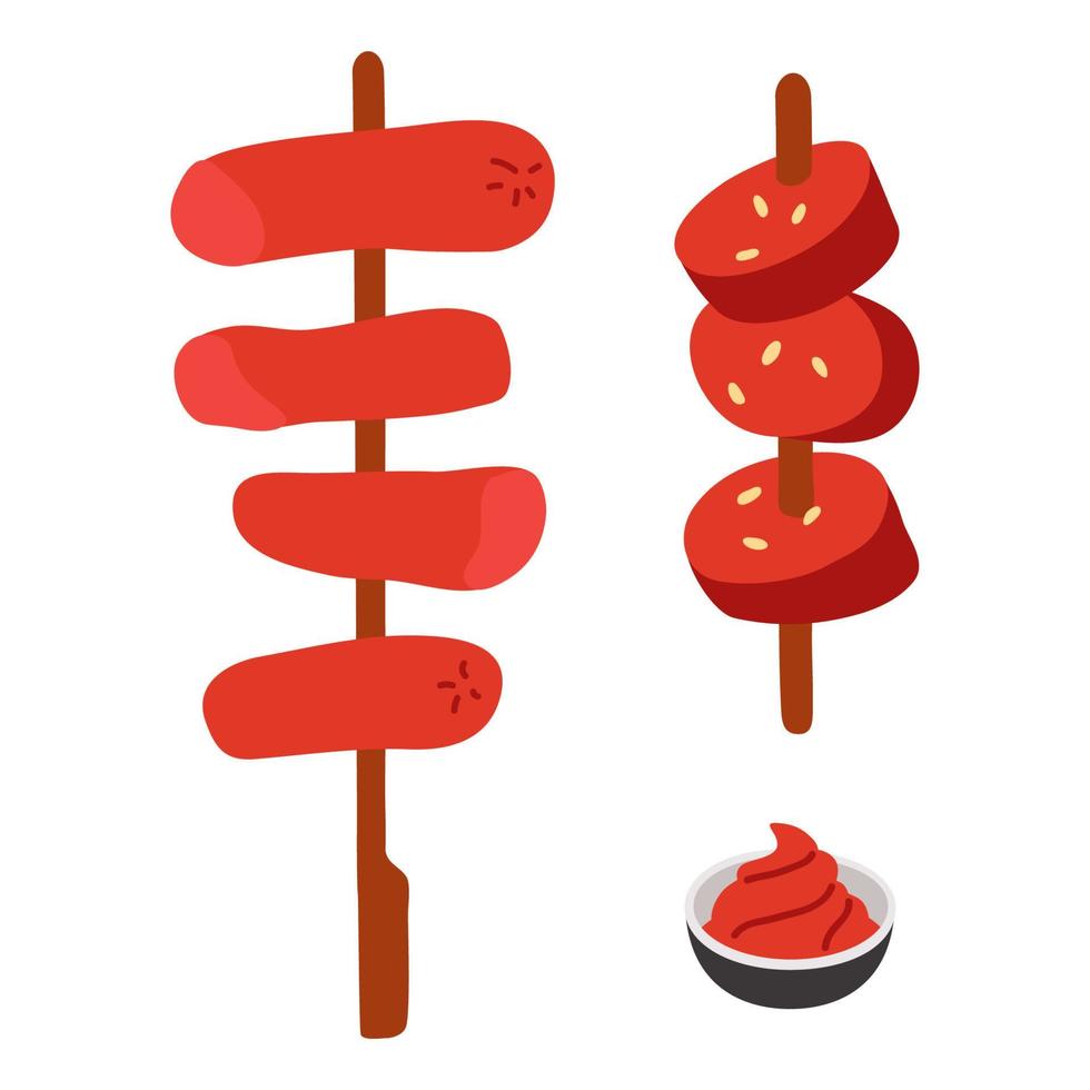 doodle asian food yakitori sausage vector