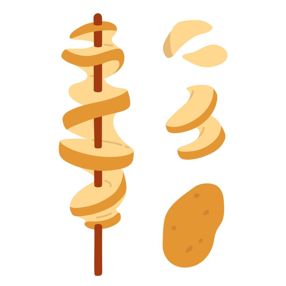 doodle asian food potato tornado vector