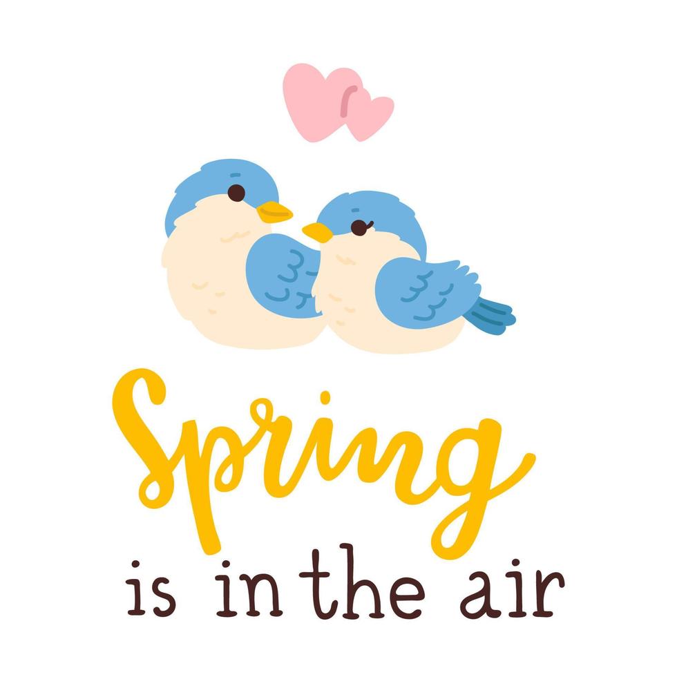 spring is in the air with sparrows vector