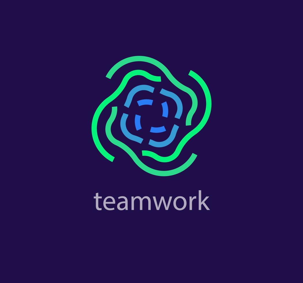 Circular line teamwork and solidarity idea logo. Unique color transitions. people logo template. vector. vector