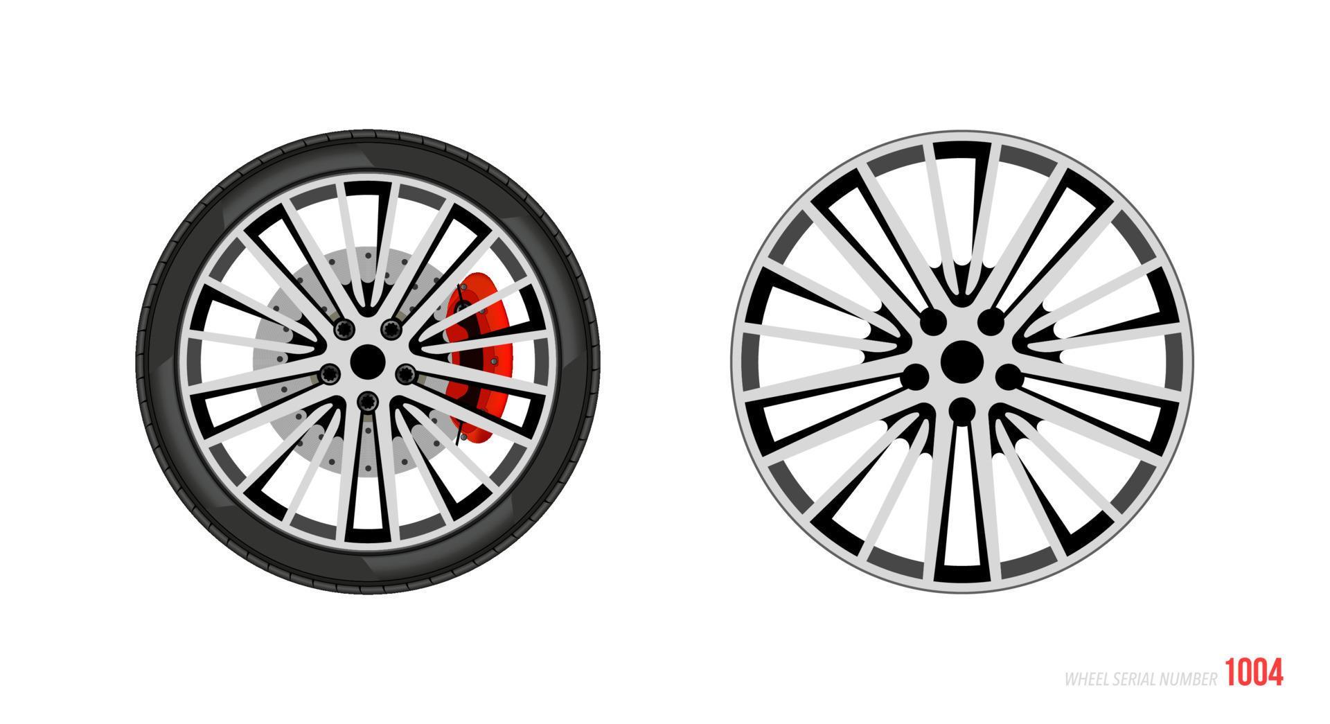Realistic car rim. Wheel and rim symbol in modern and flat style