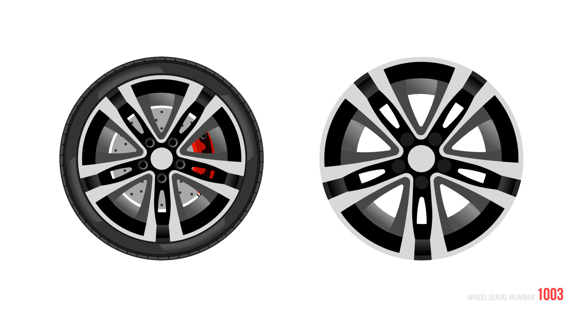 Realistic car rim. Wheel and rim symbol in modern and flat style