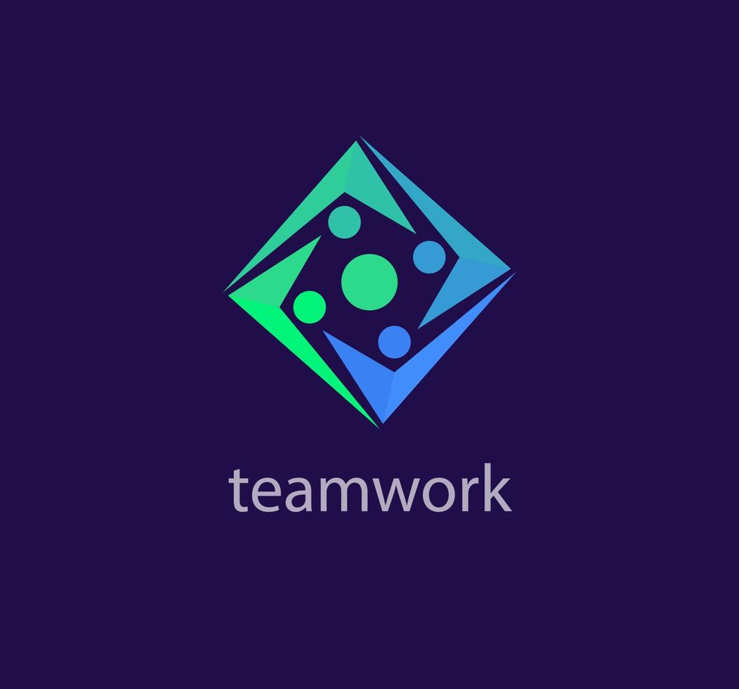 Cube Check mark teamwork and solidarity idea logo. Unique color transitions. people logo template. vector. vector