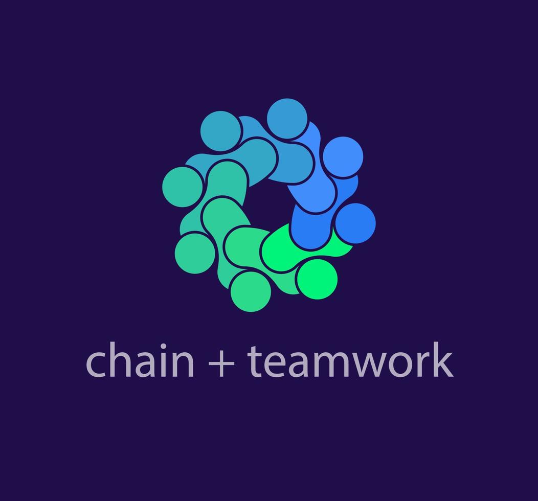 Technology link chain and teamwork logo. Unique color transitions. people logo template. vector. vector