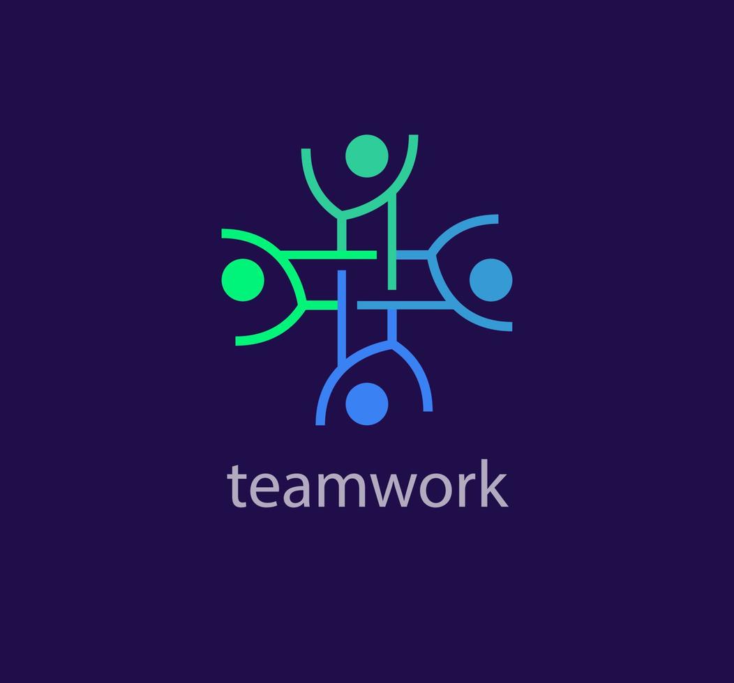 Linear teamwork and human solidarity idea logo. Unique color transitions. people logo template. vector. vector