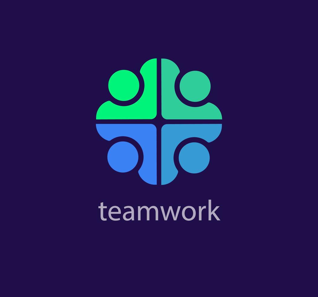plano trabajo en equipo y humano solidaridad idea logotipo único color transiciones personas logo modelo. vector. vector