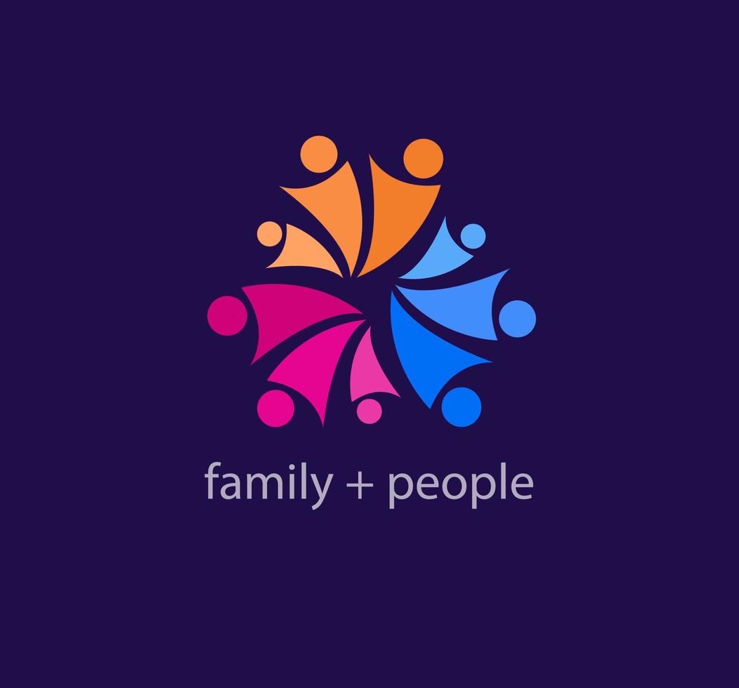 Family support and social unity logo. Unique color transitions. people logo template. vector. vector