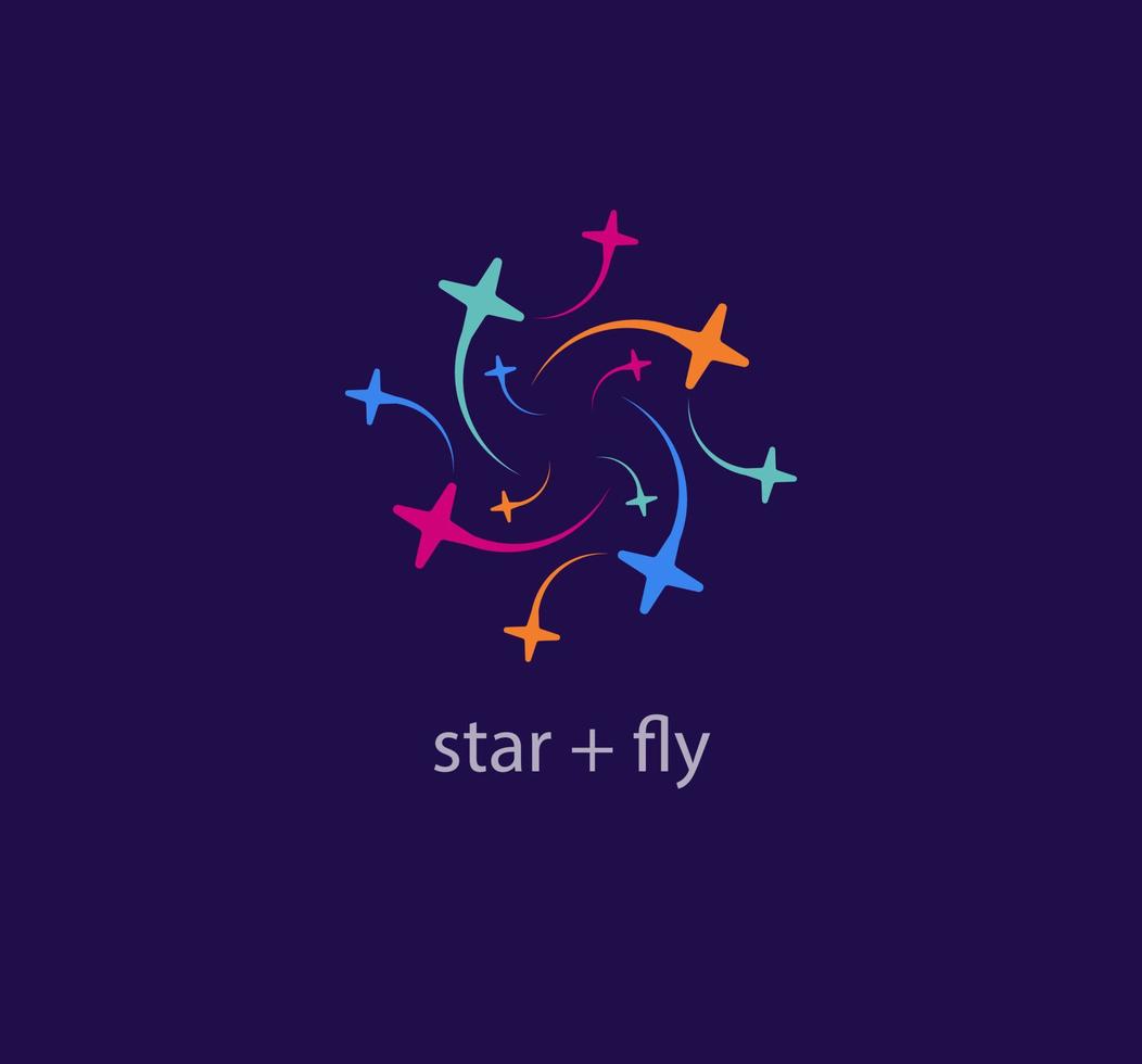 logo33seriesdispersos volador estrellas moderno logo. único color transiciones estrella ciclo logo modelo. vector. vector