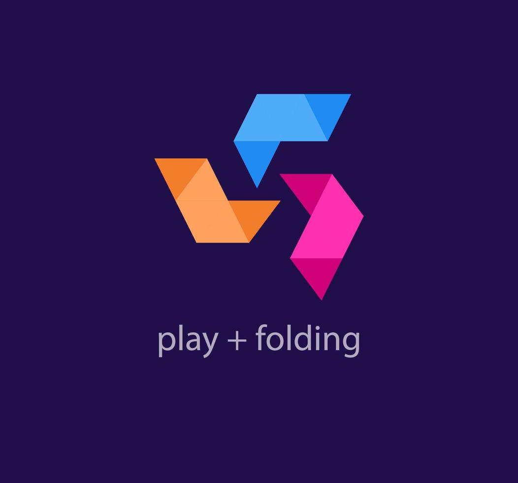 Folding art triangle cycle modern logo. Unique color transitions. folding art logo template. vector. vector