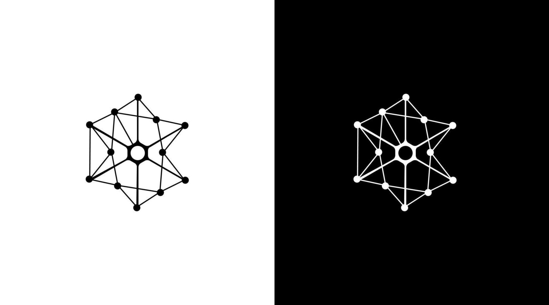 science molecule logo technology monogram icon style Design template vector