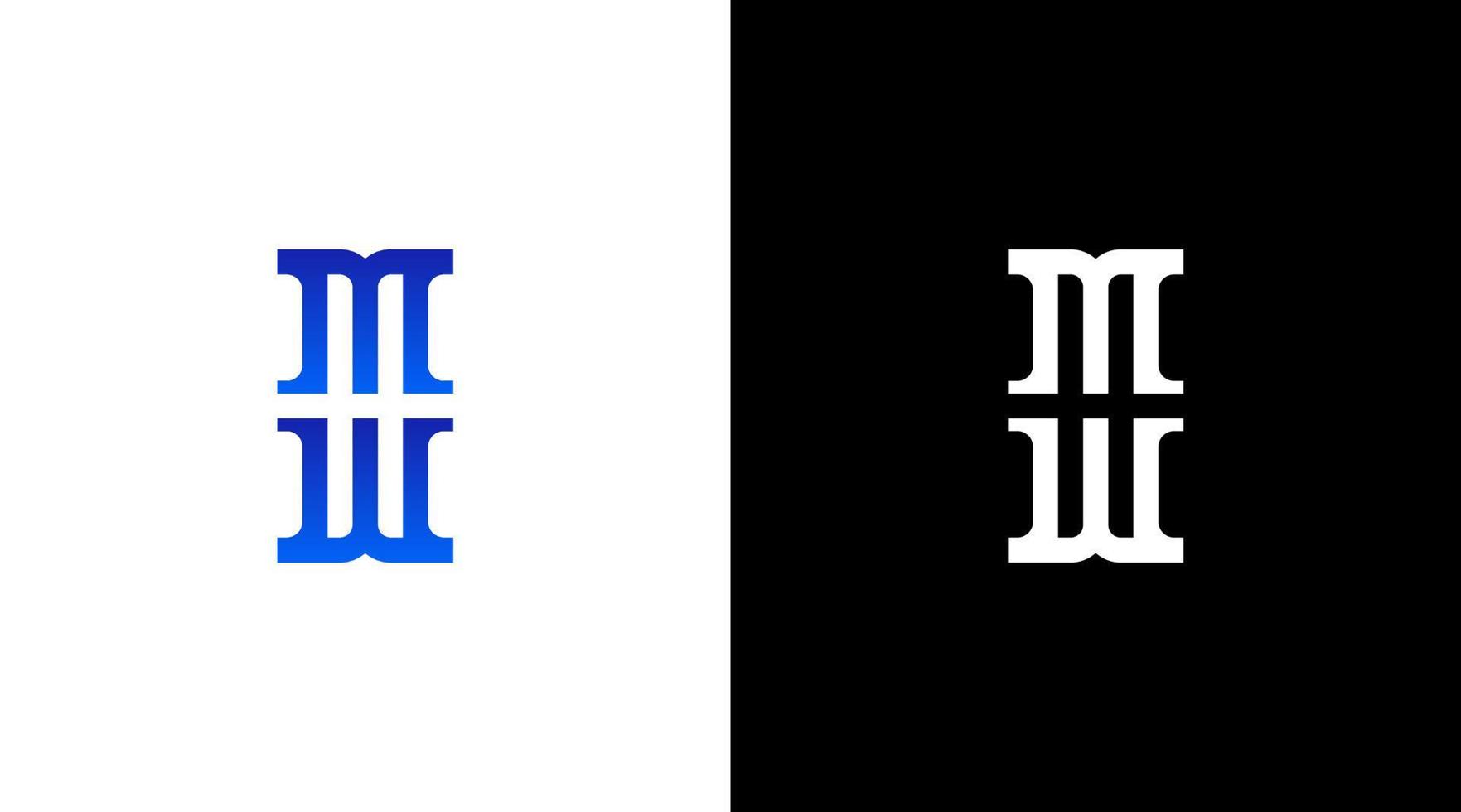 letter mw and pillar logo vector monogram black and white icon style Design template