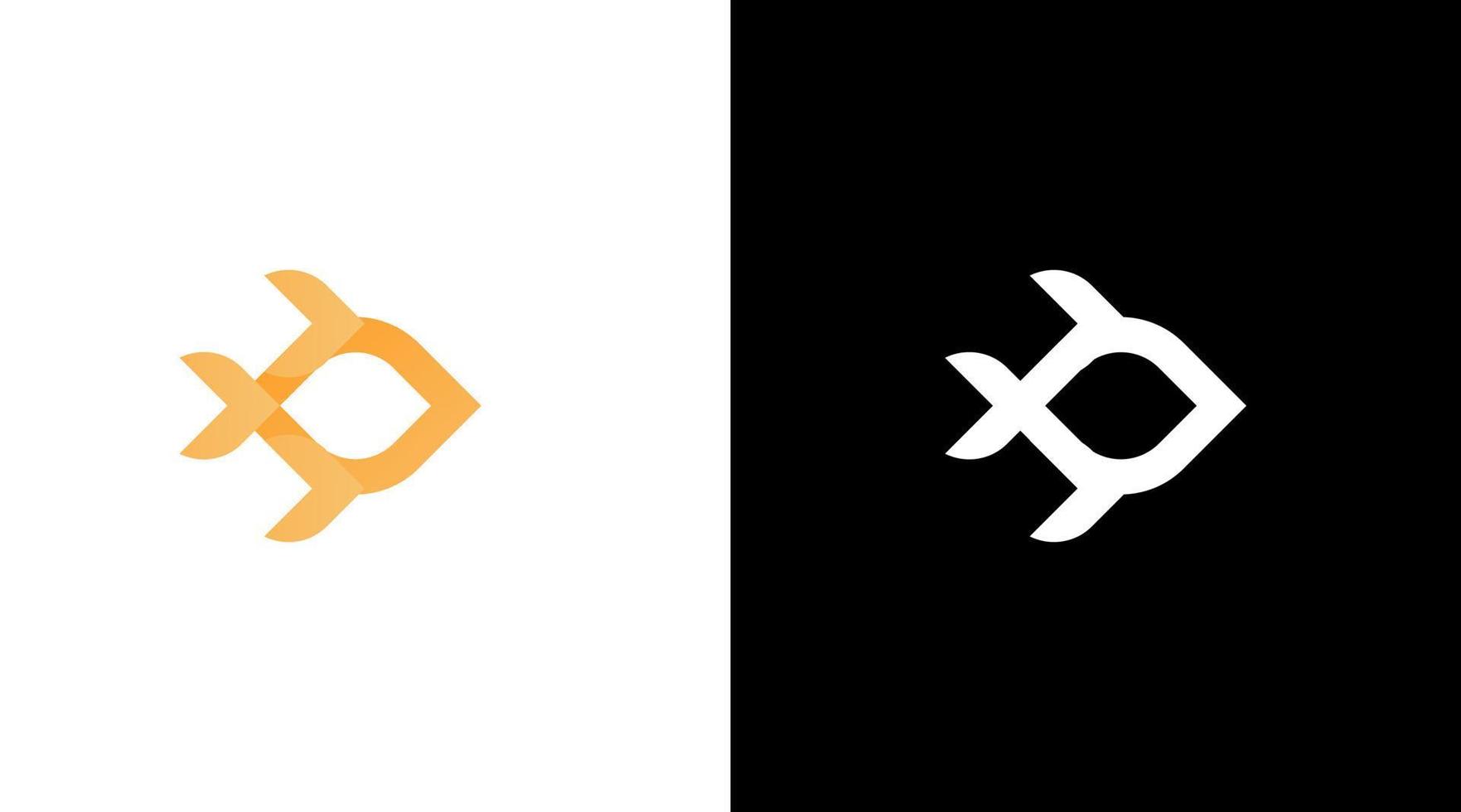 geometric fish logo design vector monogram icon style template