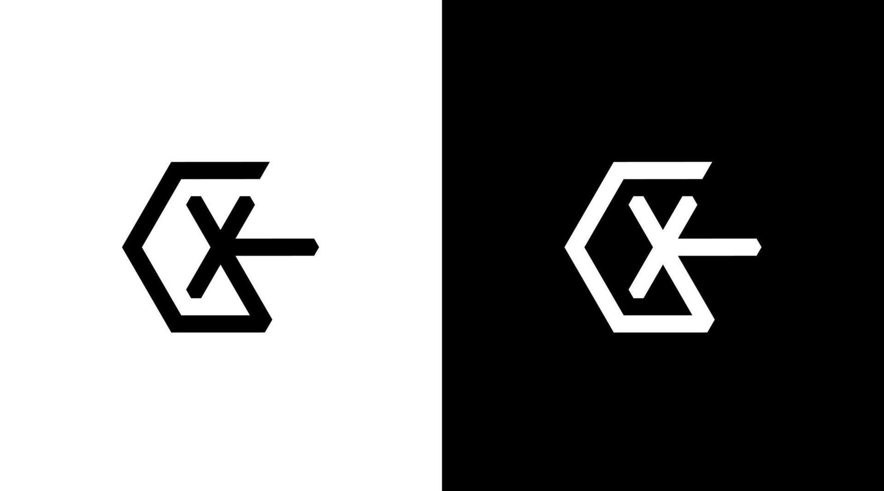 gx logo hexágono vector monograma negro y blanco icono ilustración estilo diseños plantillas