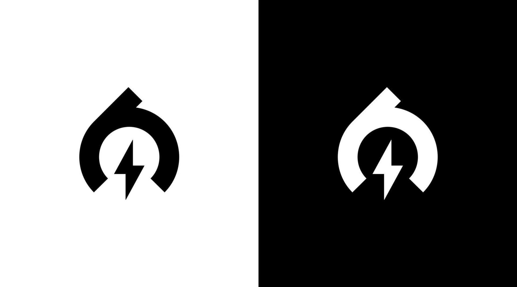 lightning thunder logo vector energy black and white icon style Design template