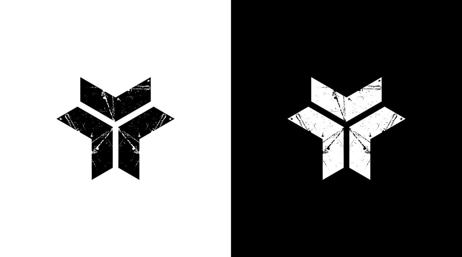grunge arrow badge logo military army vector black and white icon style Design template