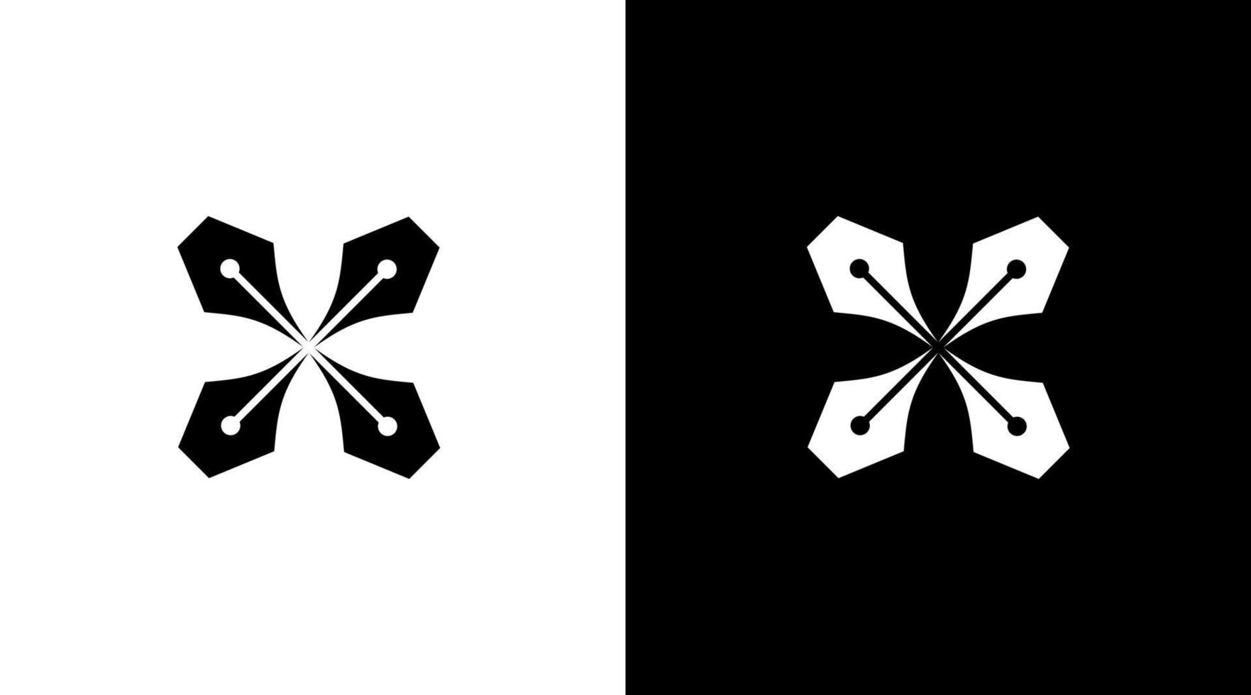 pen and cross logo vector black and white icon style Design template