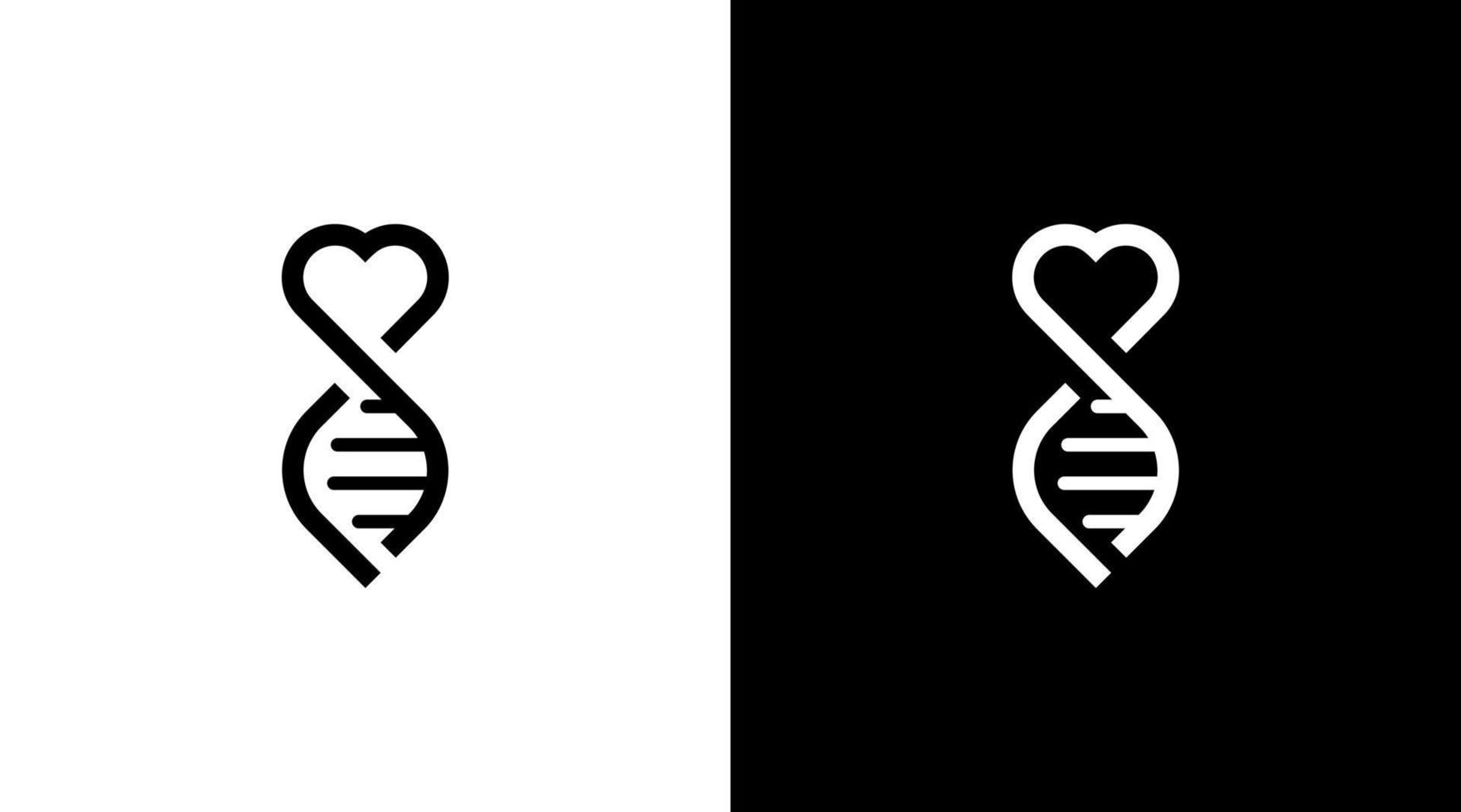 Love and dna logo medical healthcare black and white icon style Design template vector