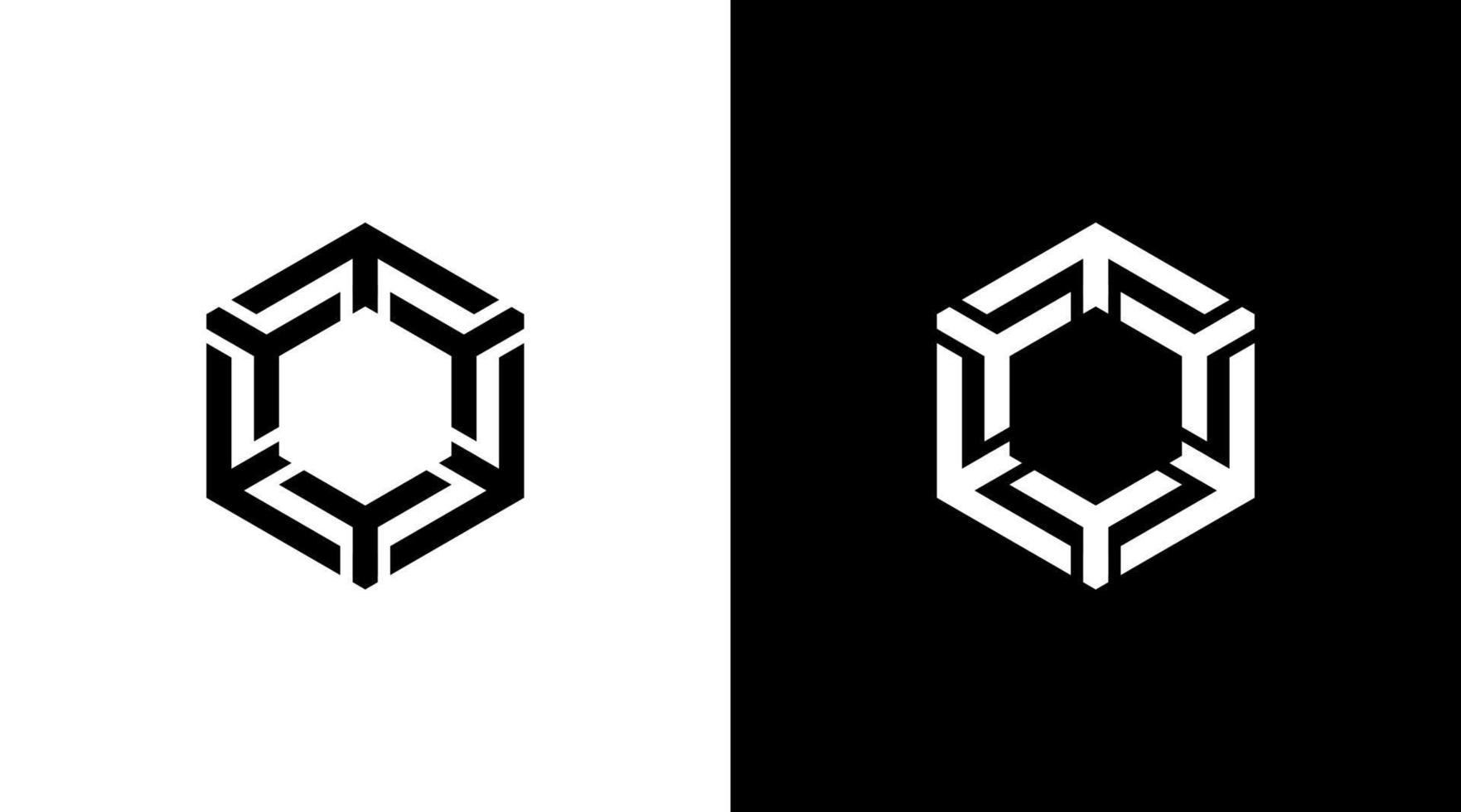 hexagon logo community group black and white icon illustration style Designs templates vector
