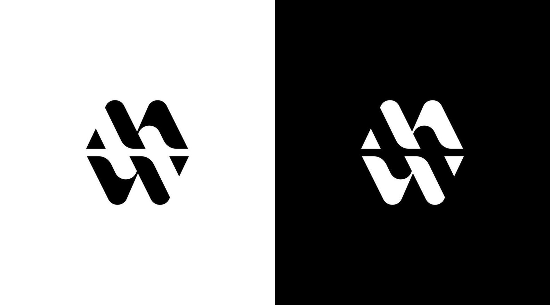 letter mw logo vector initial monogram black and white icon style Design template