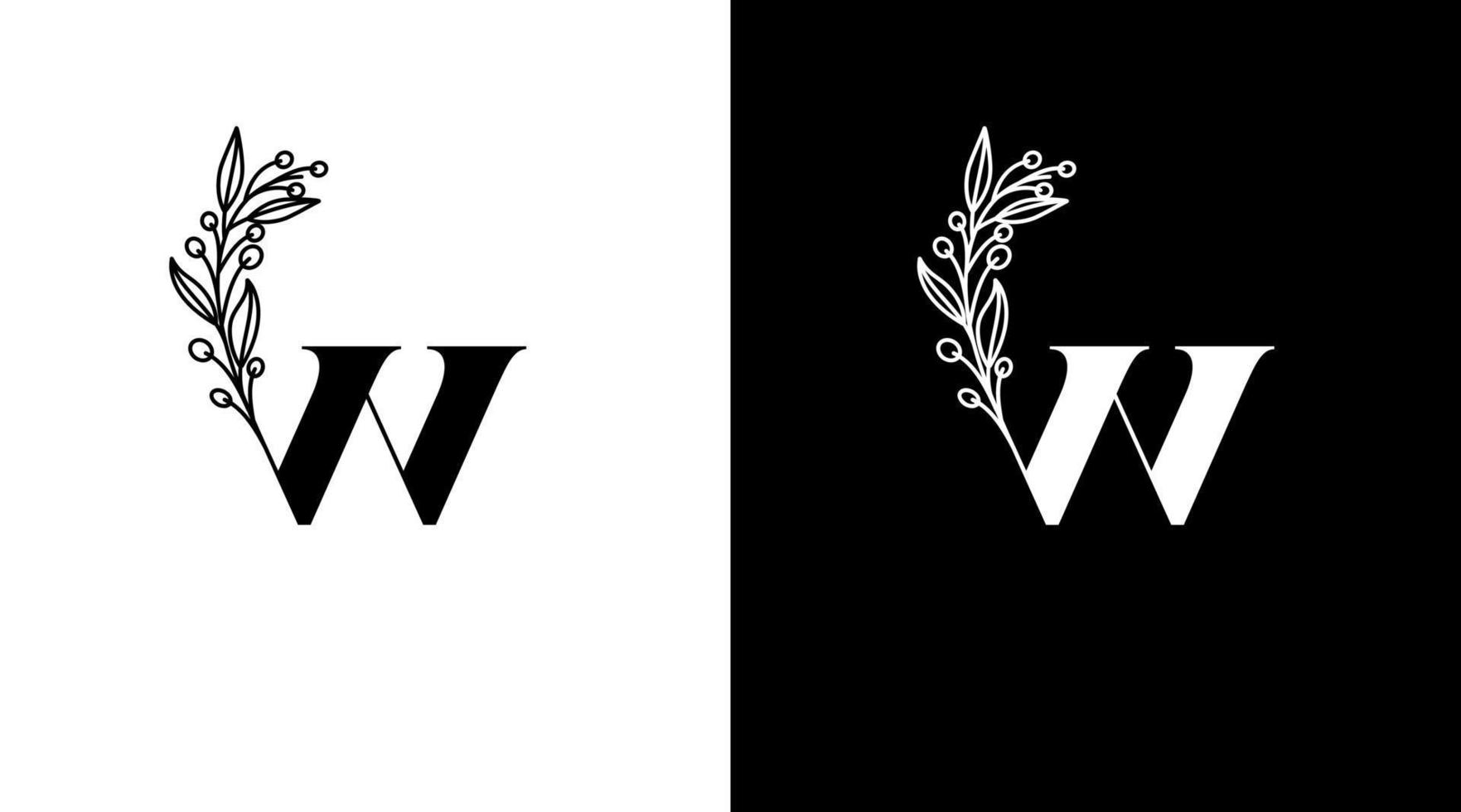 Letter w and elegant flower logo design initial vector monogram icon style template