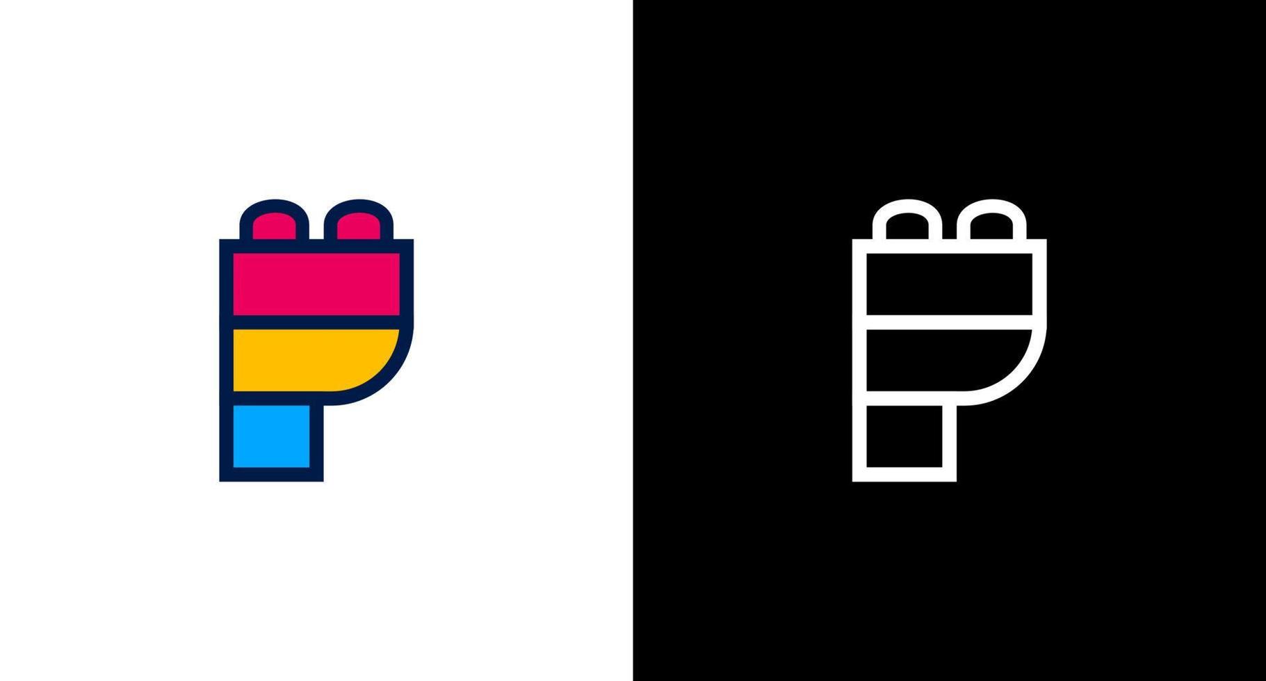 Lego logo vector letra pags monograma inicial negro y blanco icono estilo diseño modelo