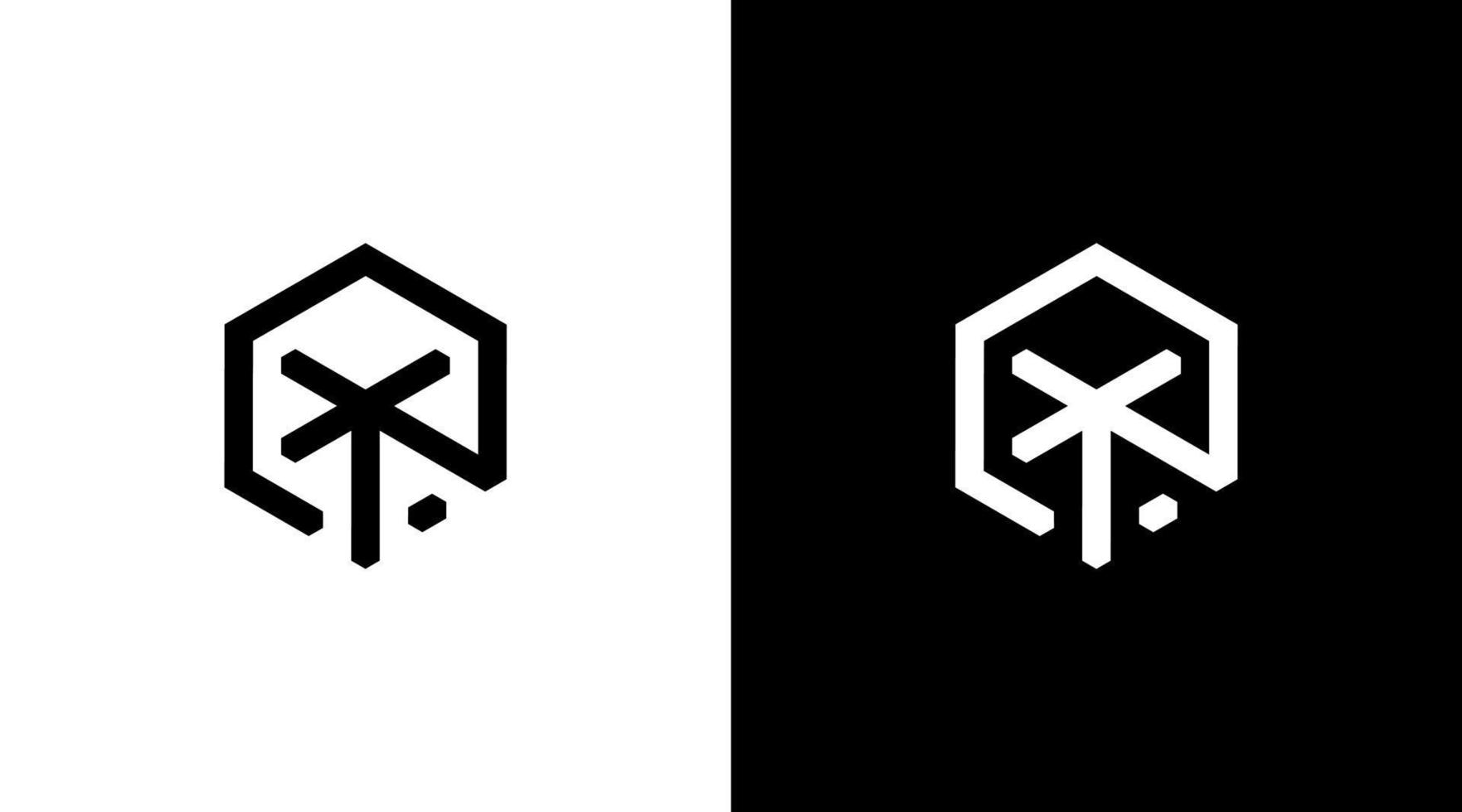 technology logo hexagon vector monogram black and white icon illustration style Designs templates