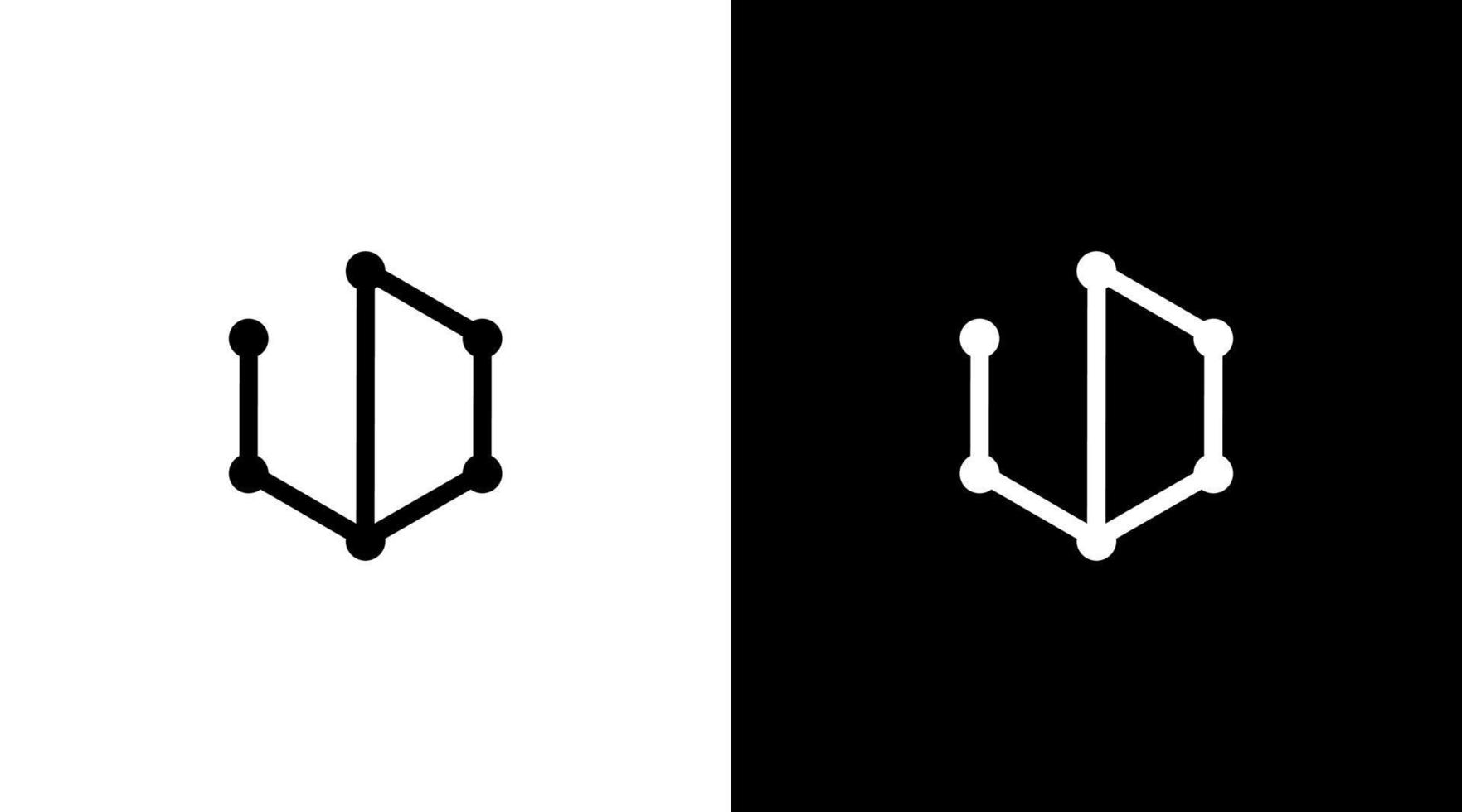 hexágono logo tecnología cubo negro y blanco icono ilustración vector estilo diseños plantillas
