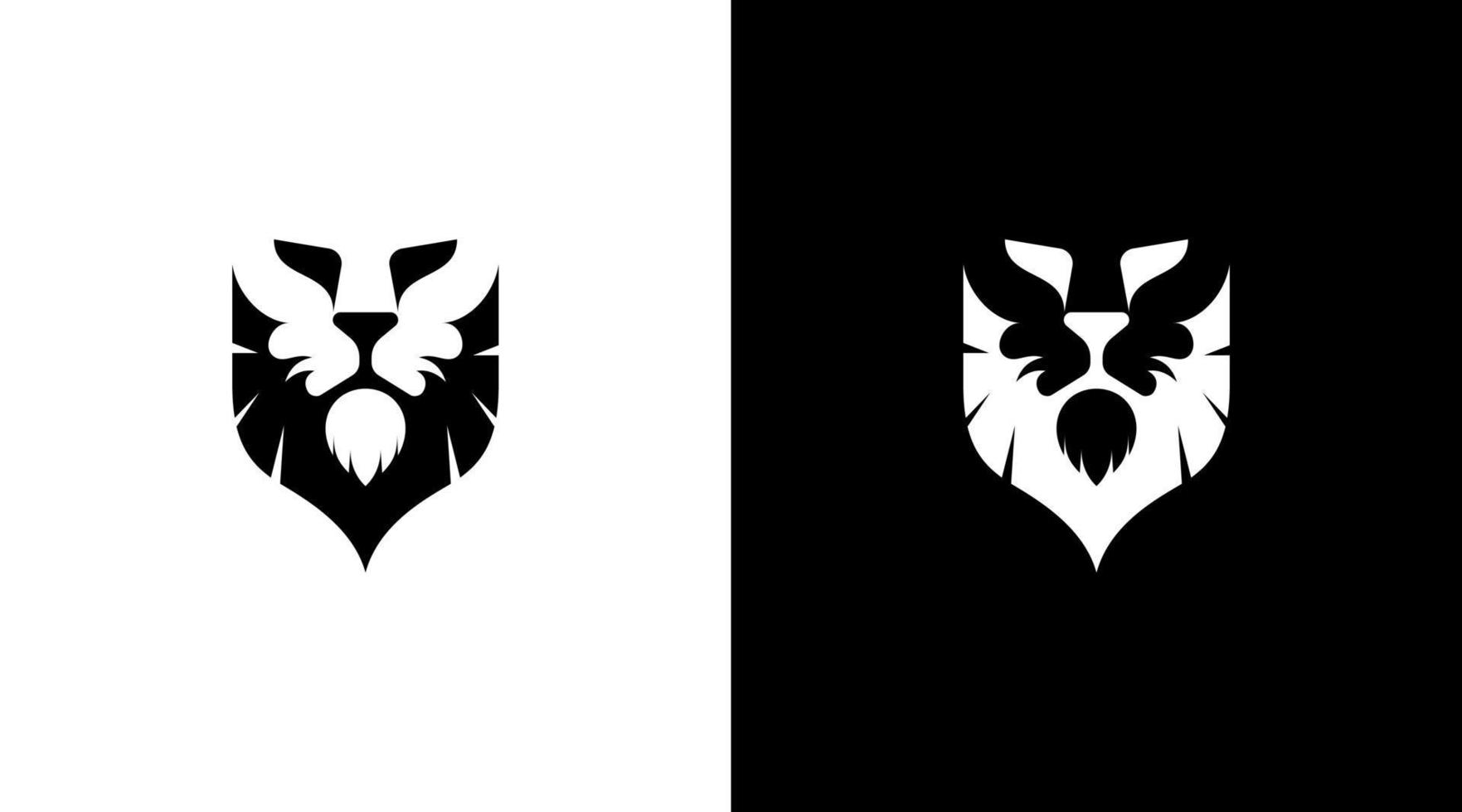 Lion king power logo vector wild monogram black and white icon style Design template